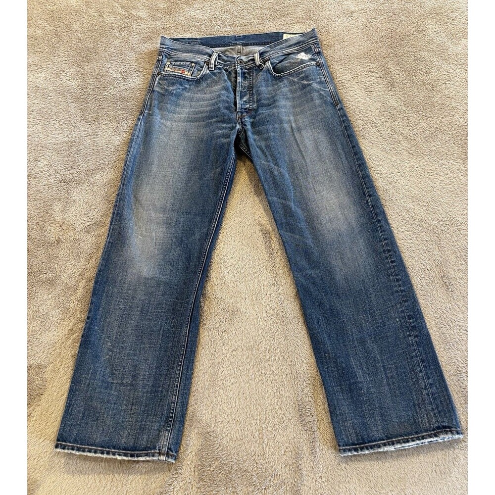 Diesel Men's Kuratt Jeans Blue Distressed Straight Leg Made in Italy Sz 33x30